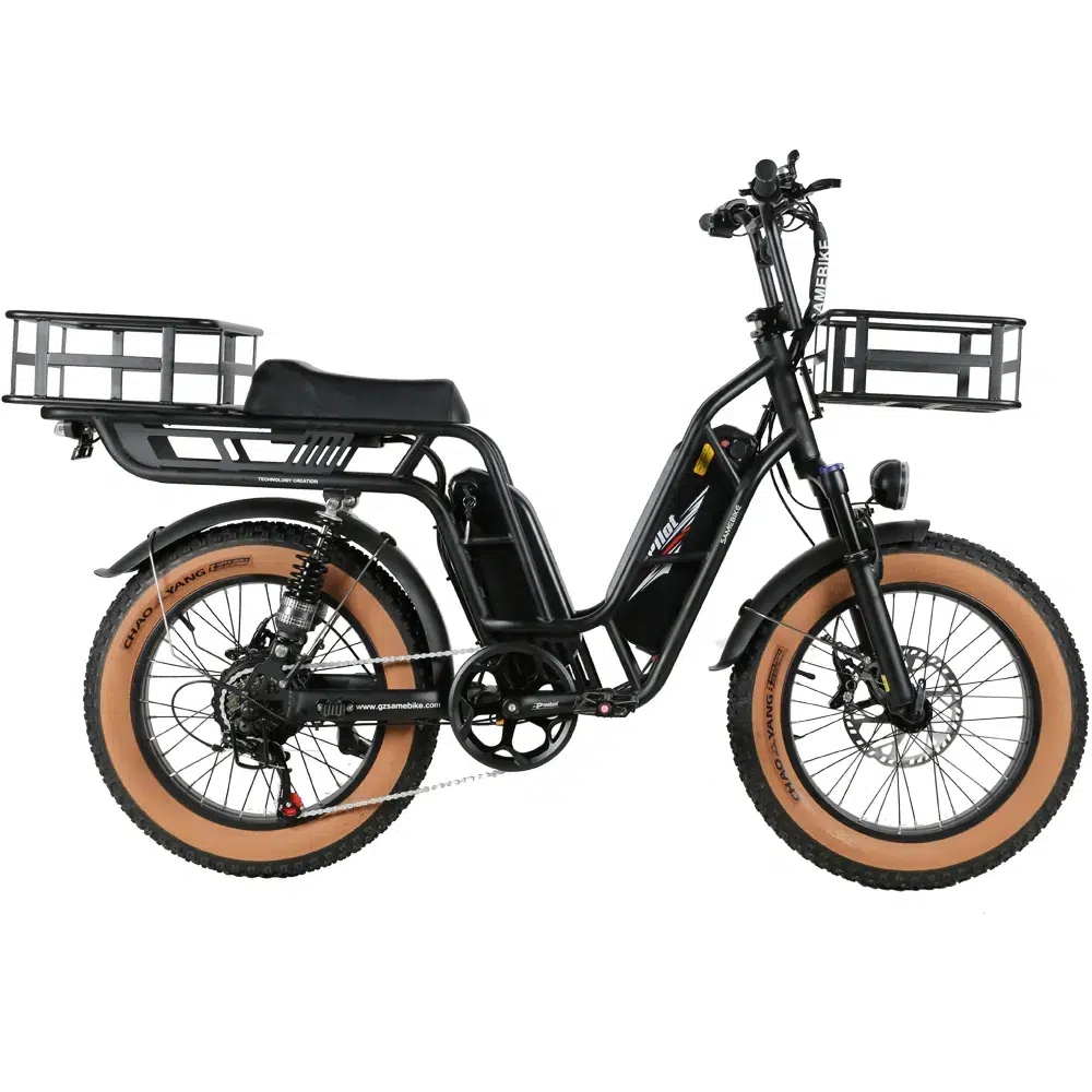 Wholesale SAMEBIKE DY08 delivery step-through all-terrian with 2 baskets ebike-11