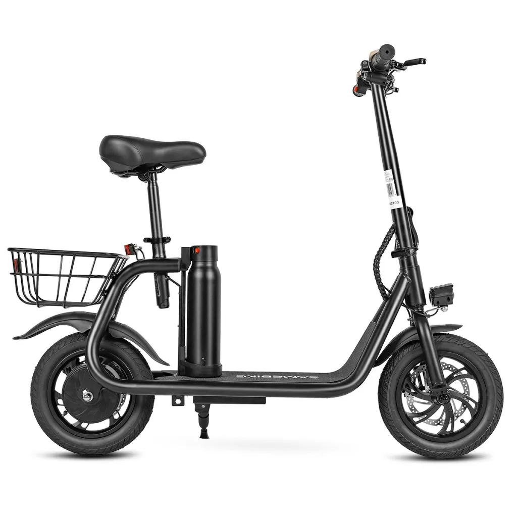 SAMEBIKE C01 E-Scooter with seat and basket up to 19MPH e-bike-1