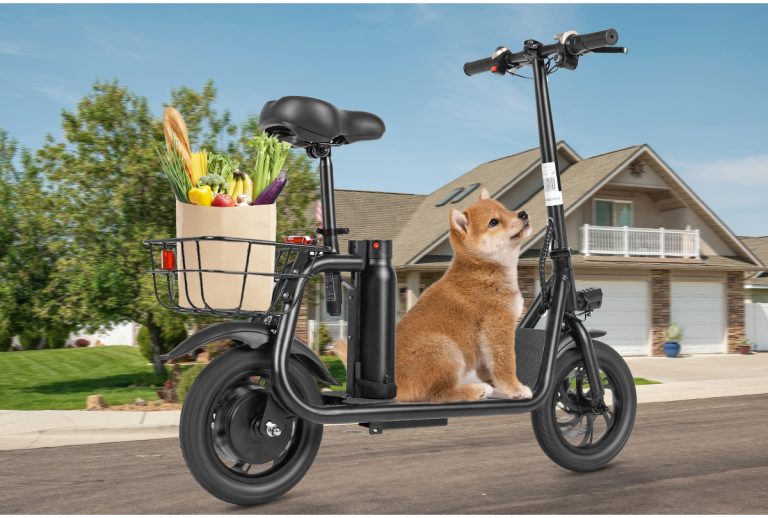 SAMEBIKE C01 E-Scooter con sedile e cestino fino a 19MPH e-bike-8