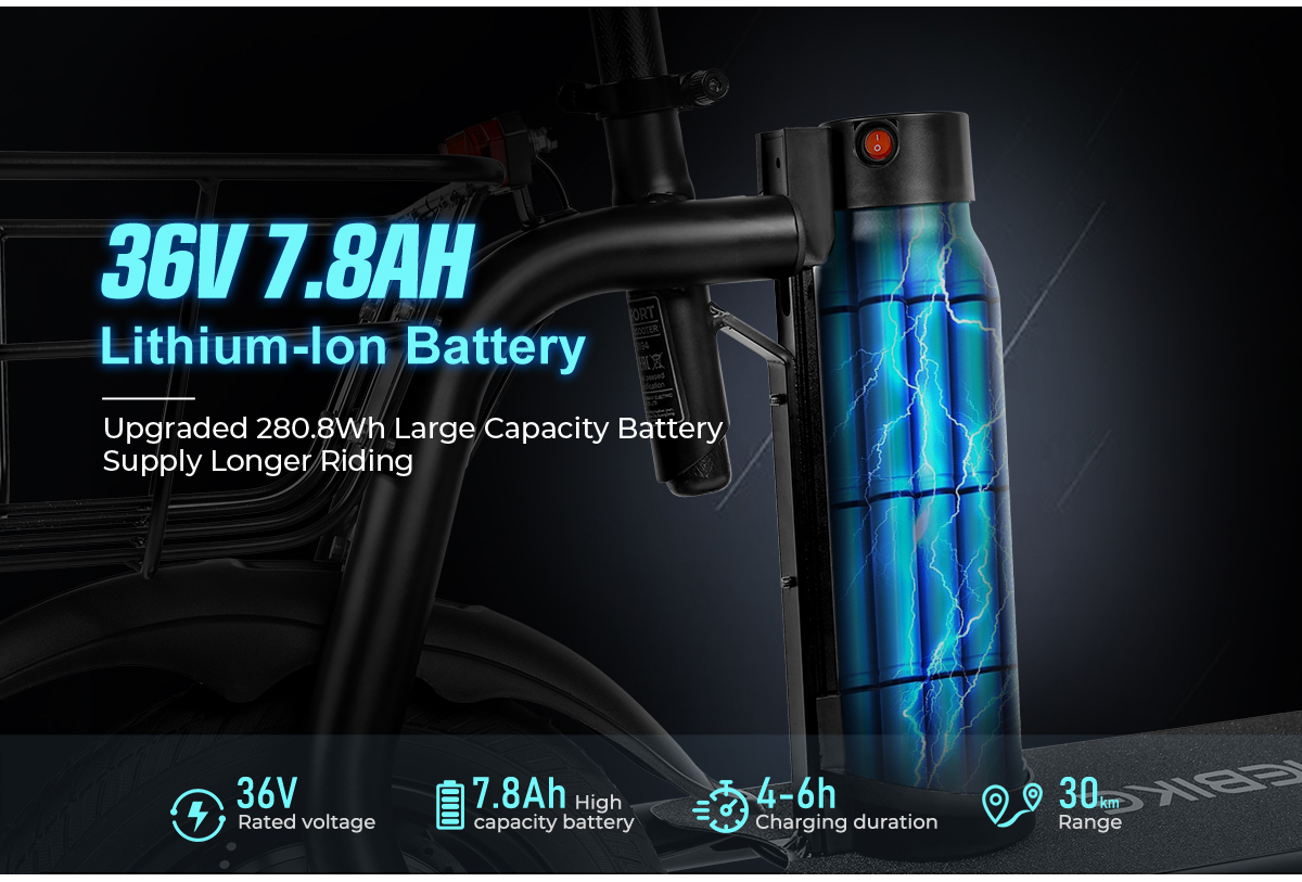 SAMEBIKE C01 E-Scooter con sedile e cestino fino a 19MPH e-bike-9