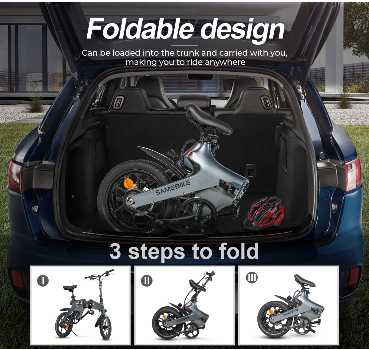 all'ingrosso SAMEBIKE V8 migliore mini bici elettrica pieghevole per adolescenti-12