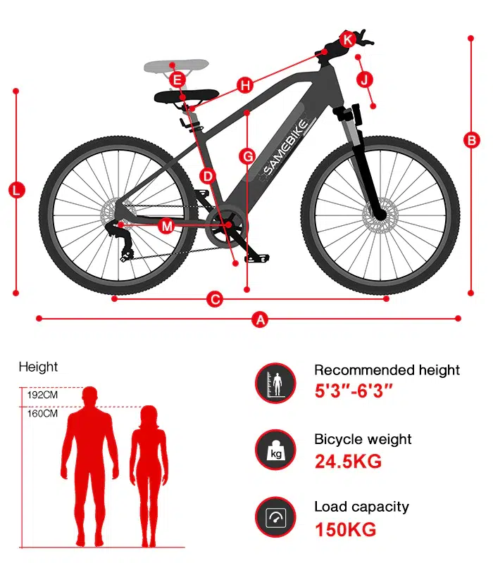 MY275 Mountain Electric Bike Size and Fit